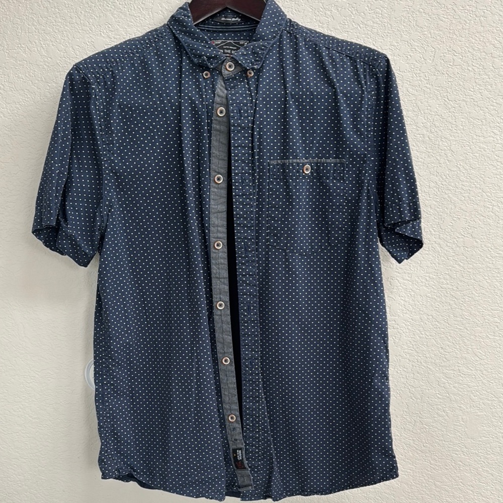 On The Road Dark Blue Polka Dot Shirt